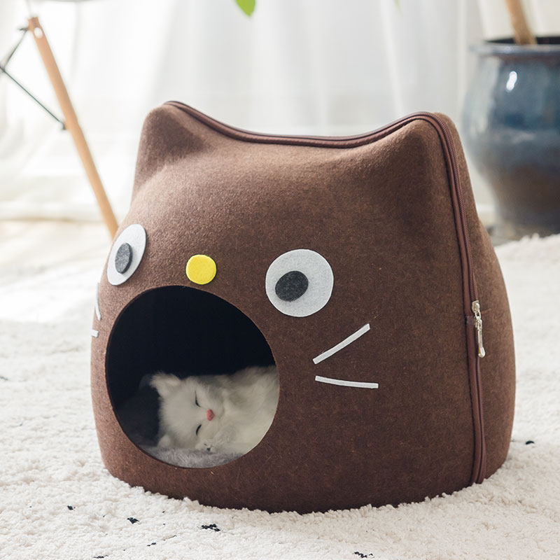 冬季保暖猫窝无毛猫窝大嘴猫窝毛毡半封闭不塌陷德文英短布偶猫窝