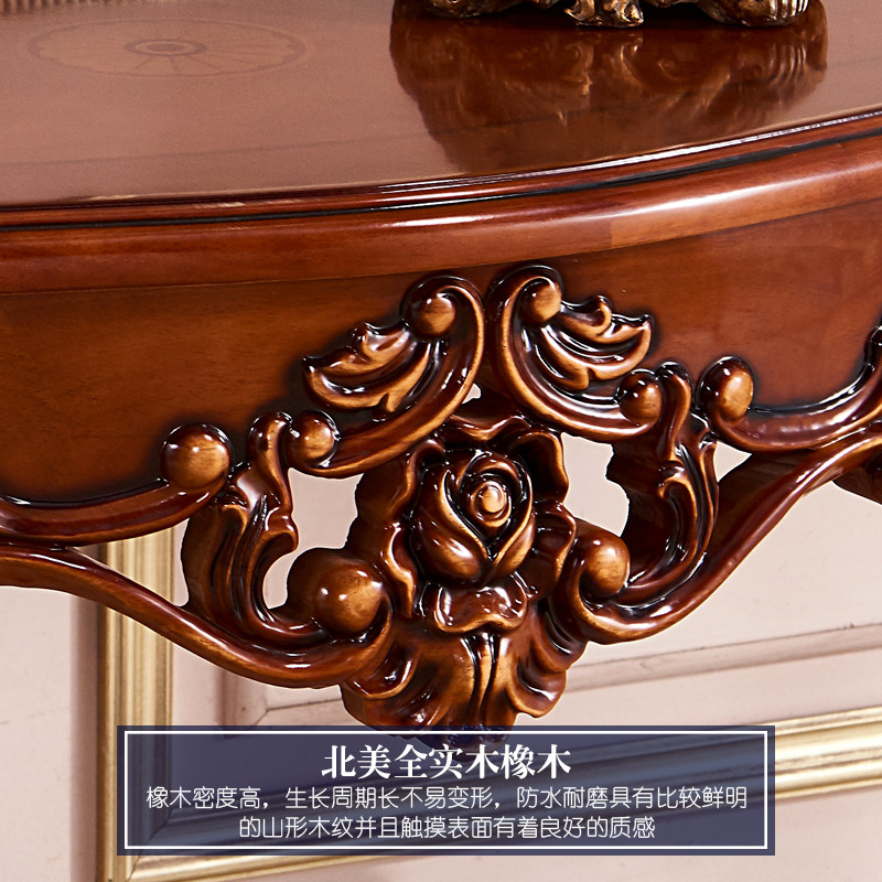 欧式实木玄关台 实木雕花描金银玄关桌门厅装饰桌家具颜色可定制