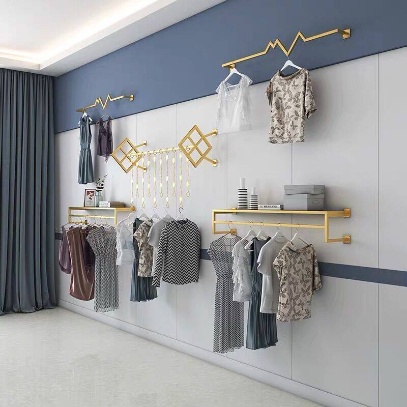 服装店墙壁展示架上墙正挂侧挂男女童装壁挂墙上挂衣架组合架货架