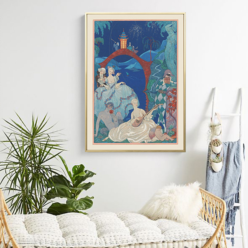 散步巴比尔小众艺术家插画复古客厅装饰画好好住美式简约民宿挂画