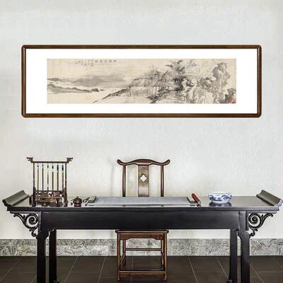 国画山水画带框中式客厅水墨装饰画虚谷山阴草堂图茶室宣纸仿古画