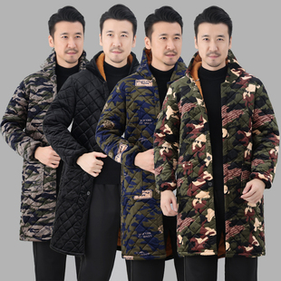 秋冬成人罩衣男女加绒加厚加肥大码羽绒服围裙长袖厨房工作服迷彩