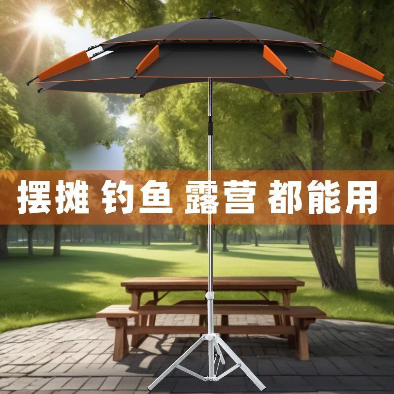户外钓鱼伞摆摊遮阳伞带底座三脚支架万向伞雨伞户外垂钓伞露营伞图片