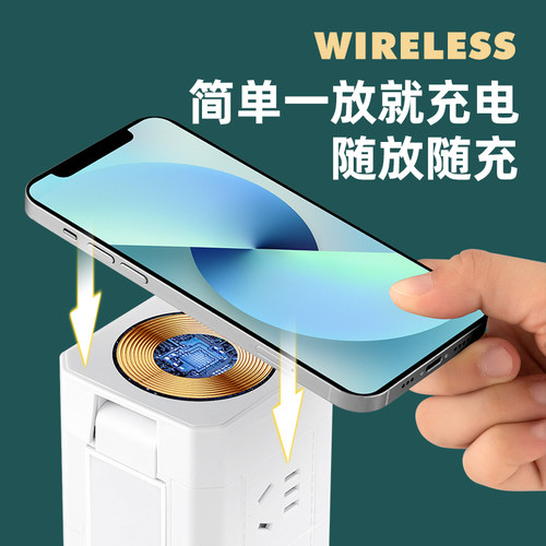 立式魔方多功能无线充电器插座面板塔形夜灯办公USB排插多孔插位