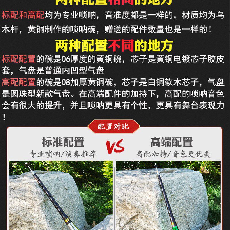 朝凤燕京唢呐乐器全套专业黑檀乌木降b调民间红白喜事初学大中号