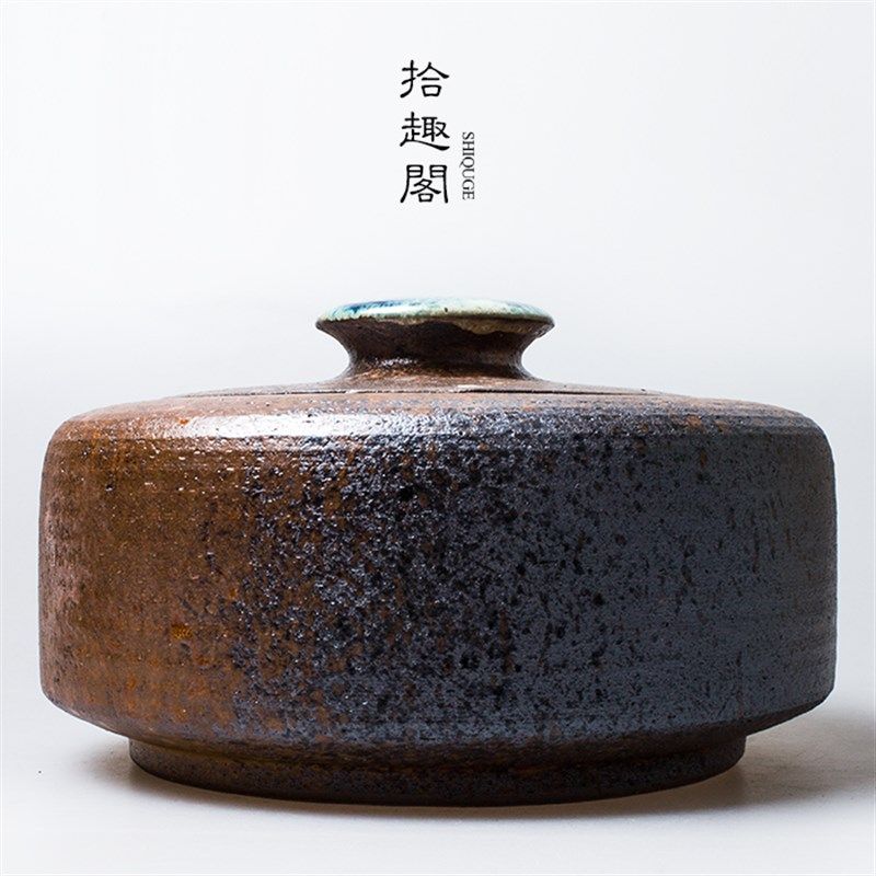 手工粗陶茶叶罐日式茶具复古土陶存茶罐陶瓷普洱茶醒茶罐茶仓大号