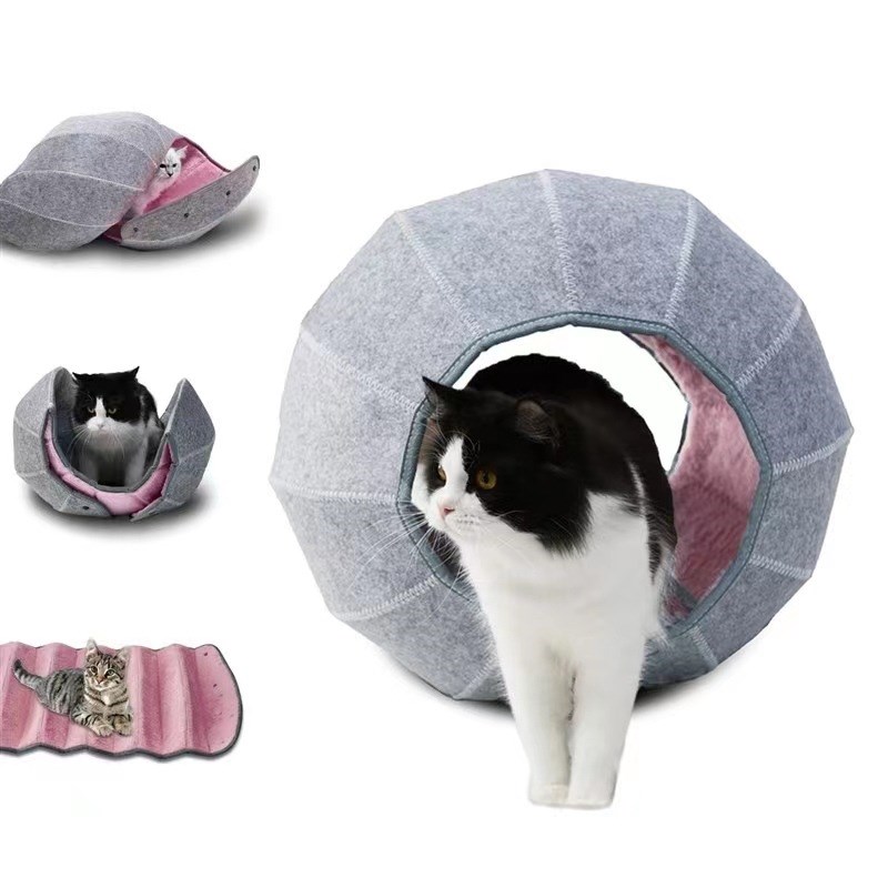 宠物可折叠透气猫窝狗窝洞穴隧道半封闭创意猫窝多功能宠物猫用品