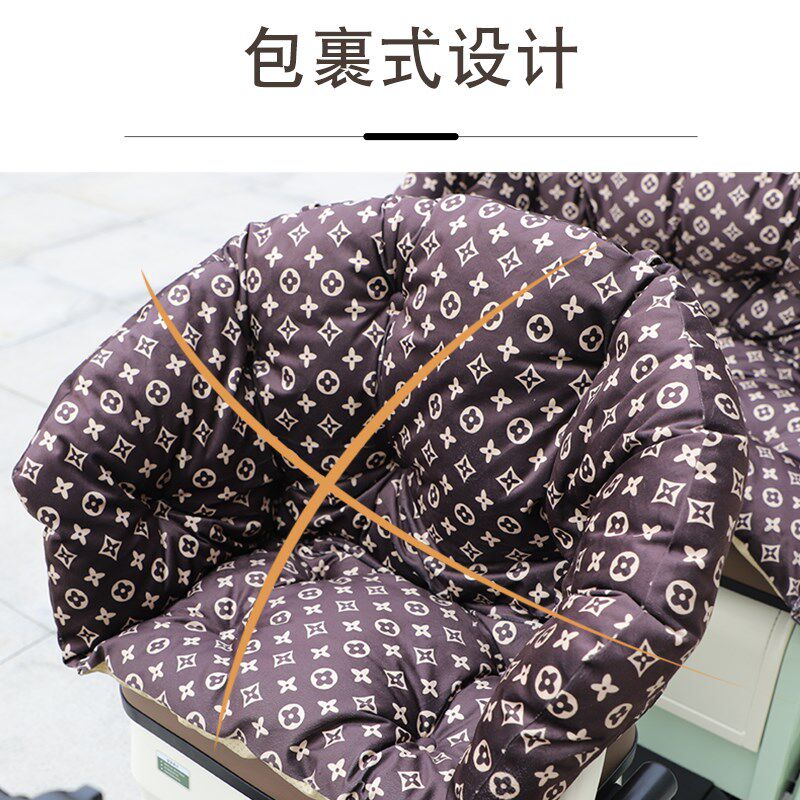 秋冬季电动三轮车坐垫加绒加厚加棉保暖座靠背连体挡风罩通用座套