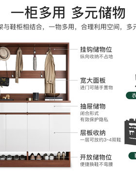 鞋柜家用门口带屏风上面的置物架转角玄关柜一体电梯入户带挂衣架