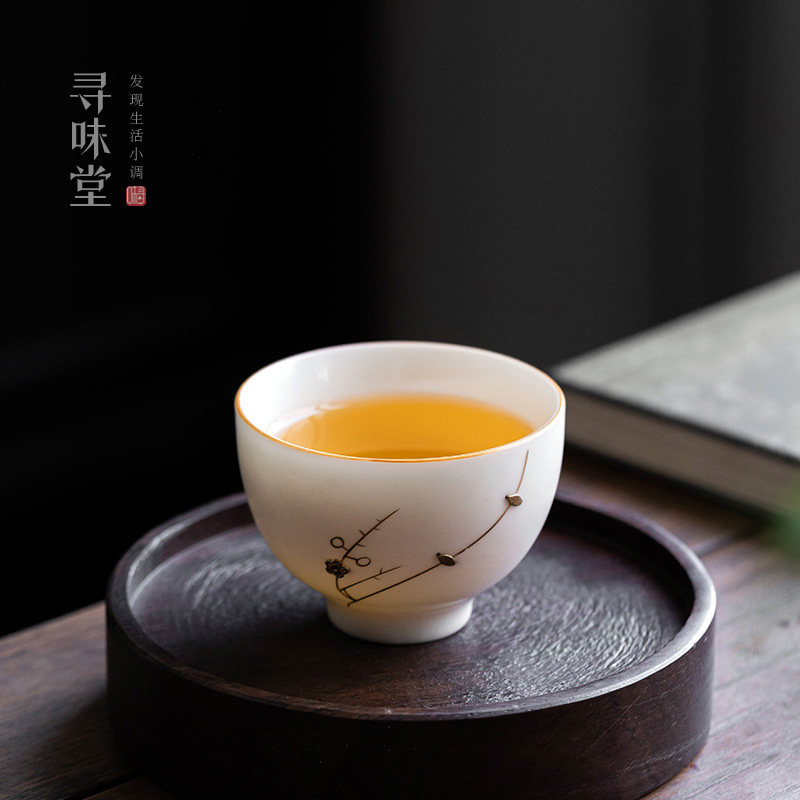 冰晶白玉汝窑锔钉主人杯高档茶杯品茗杯开片汝瓷陶瓷盏功夫茶具