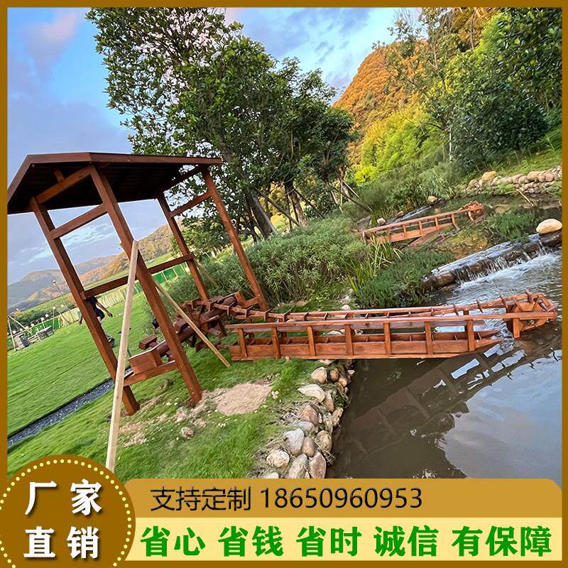 脚踩水车防腐木手摇水车龙骨水车木质链条水车复古水车幼儿园水车