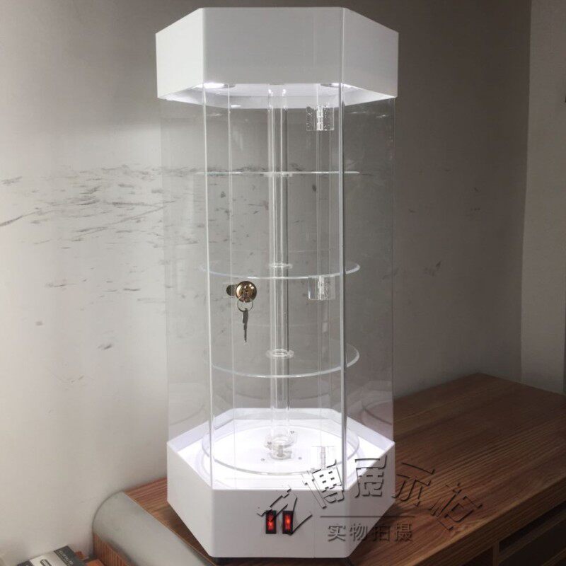 可旋转LED珠宝展示架 透明亚克力玻璃手机饰品展柜