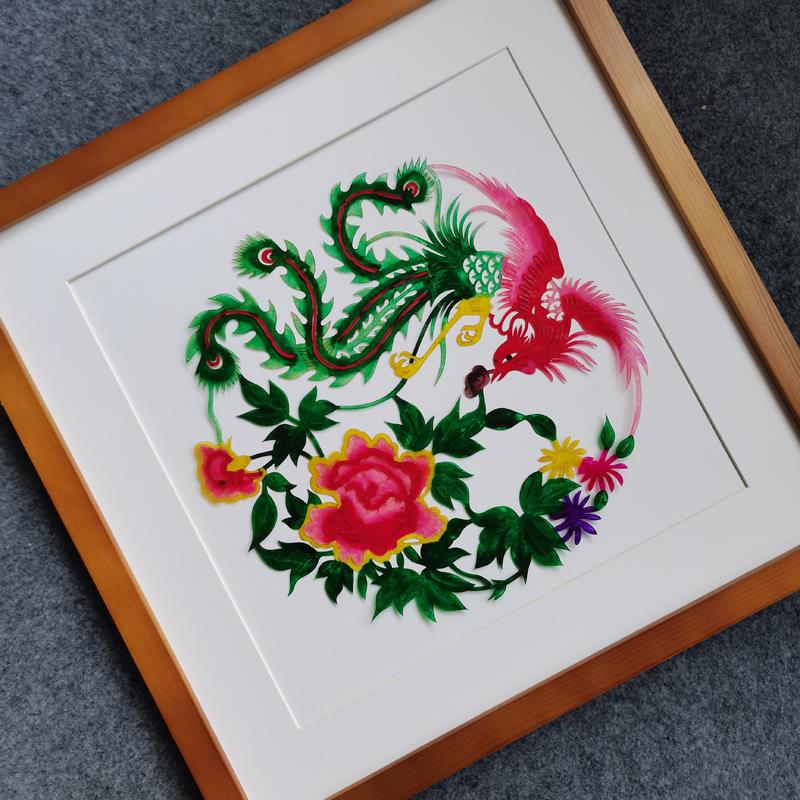 中国风陕西皮影特色工艺品装饰画吉祥花鸟客厅书房走廊酒店装饰画