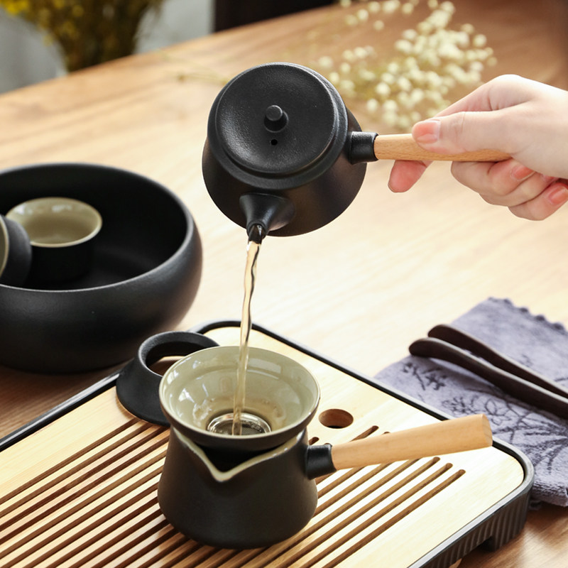 日式功夫茶具套装家用简约小套茶盘侧把壶办公室会客厅泡茶杯定制
