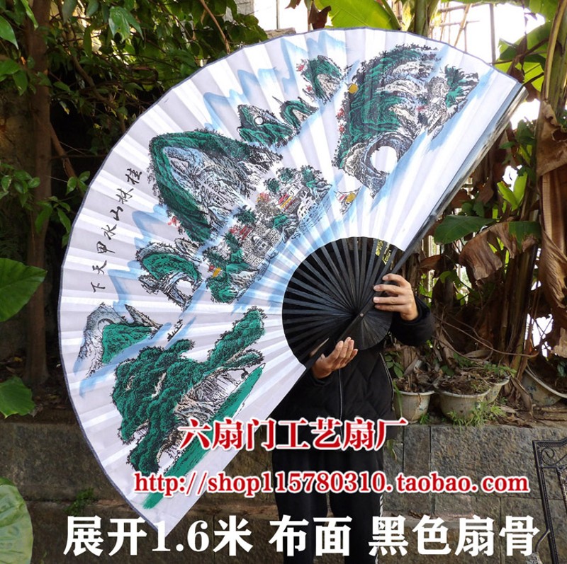 多尺寸大挂扇礼品装饰扇工艺大折扇子桂林山水装饰山水画大折扇子