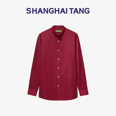 上海滩丝棉立领马刺绣衬衫
