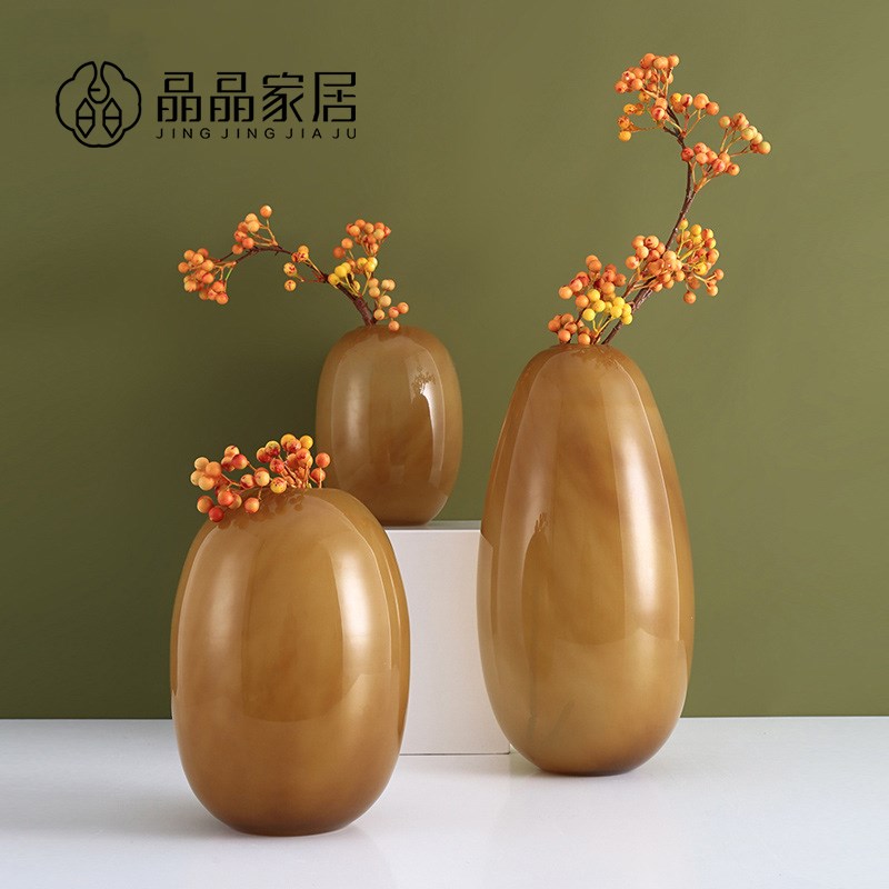 新中式田园古典创意玻璃花瓶客厅茶几玄关插花酒店别墅样板房饰品