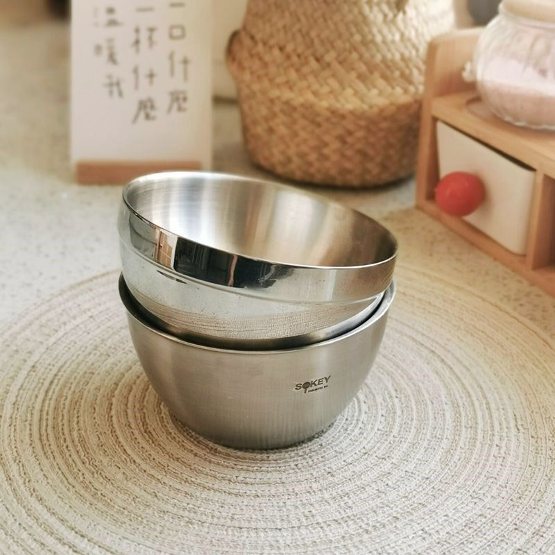 304不锈钢双层小碗宝宝吃米饭碗