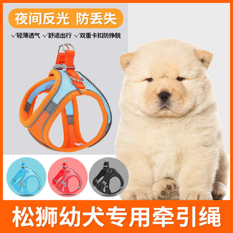 松狮幼犬专用牵引绳遛狗绳超小体犬小型犬小狗胸背狗绳狗狗用品