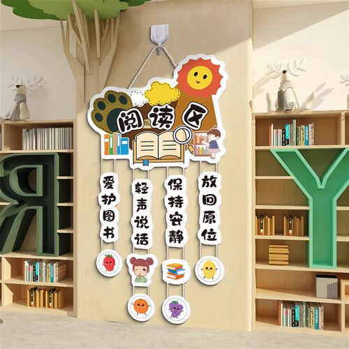 幼儿园植物角布置材料环创挂牌学校教室阅读角装饰图书区域吊牌qt