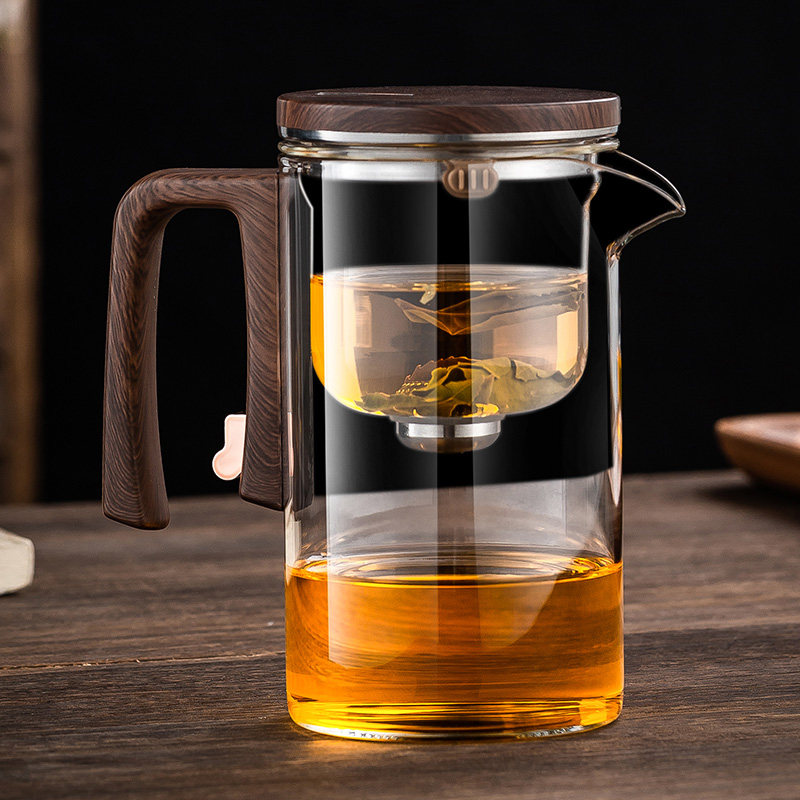 加厚泡茶壶玻璃内胆飘逸杯耐热茶水分离茶器家用磁吸无杆红茶茶具