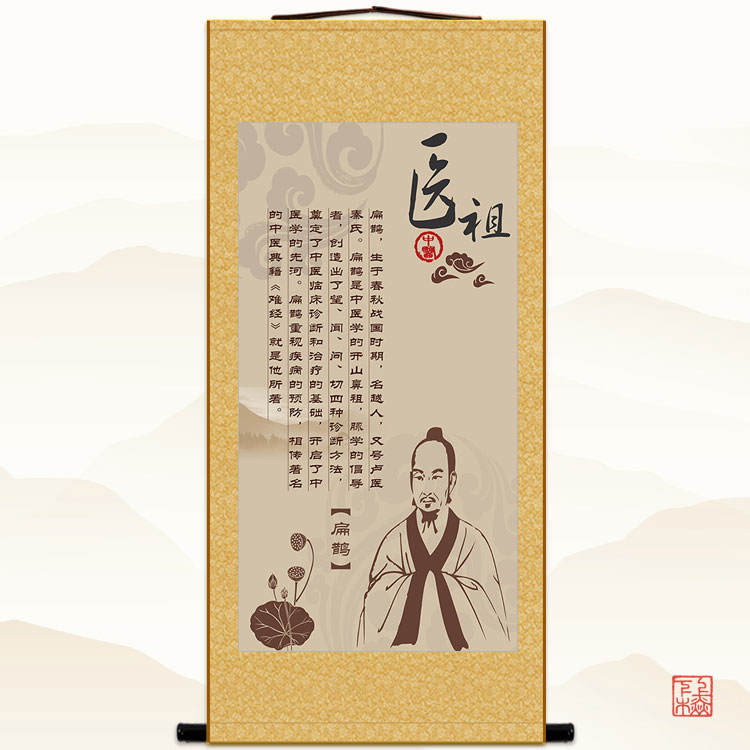 扁鹊人物画像 医院诊所装饰画 卷轴画 古代四大名医中医挂图挂画