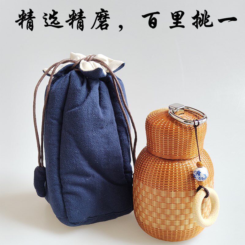 竹丝扣瓷保温杯四川非遗手工瓷胎竹编304不锈钢女士高颜值水杯