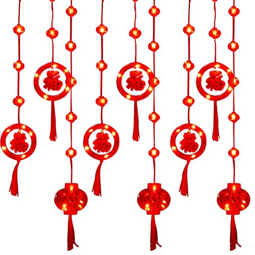 过新年装饰灯福字灯笼挂灯彩灯窗帘灯发光led气氛灯家用阳台布置