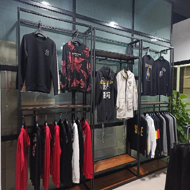 服装店货架落地式展示架双层挂衣架男女装店中岛柜挂衣服架子铁艺