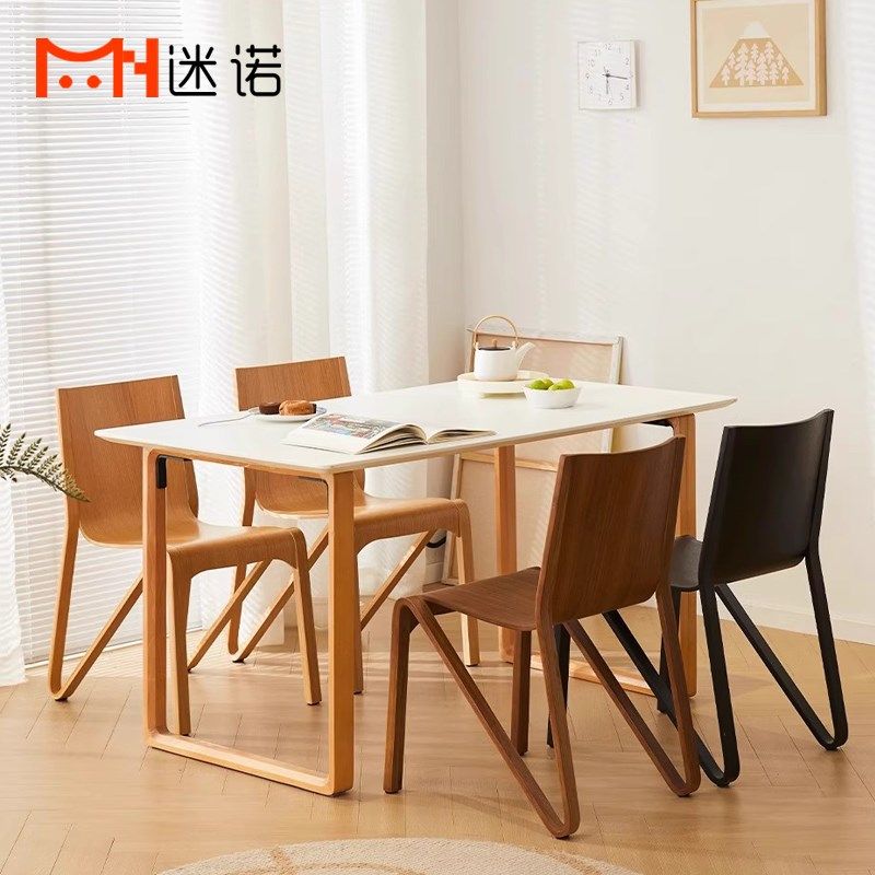 中古风实木靠背设计师创意客厅餐厅可叠放奶茶店咖啡厅餐桌椅凳子