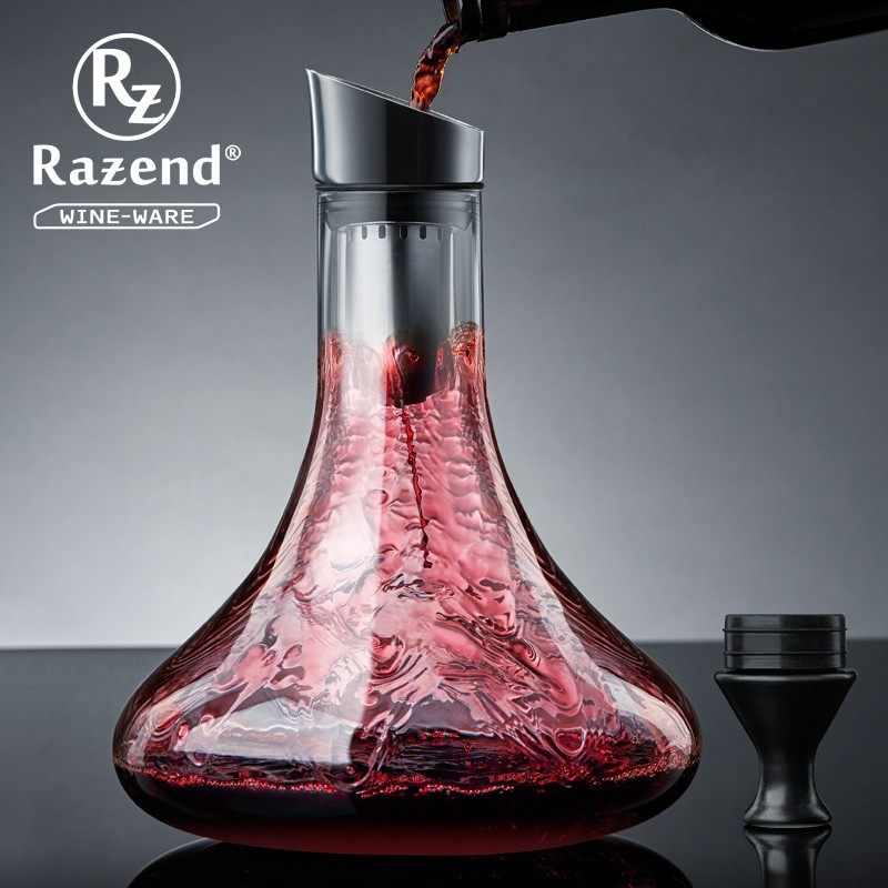 瀑布式快速无铅水晶玻璃醒酒器 红酒过滤家用欧式创意分酒器酒壶