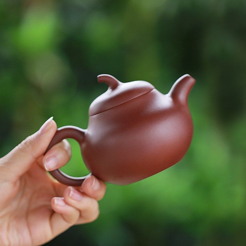 纯手工宜兴紫砂壶 原矿紫泥底槽清茄段茶壶 名家全手工茄瓜茶具壶
