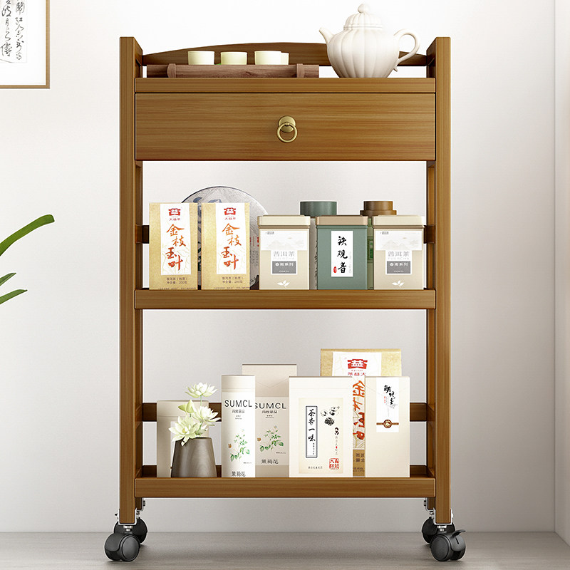 茶柜置物架客厅家用简易可移动小茶台茶叶摆放架展示柜多层收纳柜
