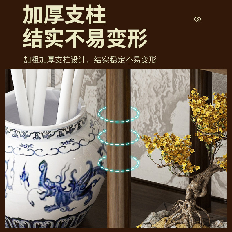 花架客厅落地式实木多层盆栽架吊兰室内简约花几台置物架子新中式