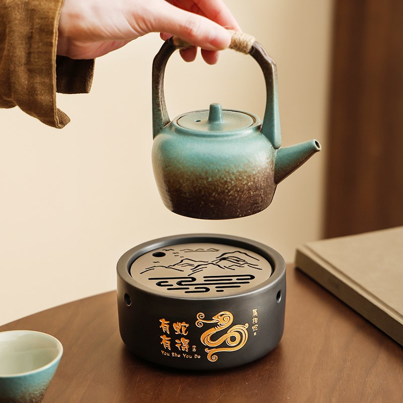 禅意十二生肖温茶炉蜡烛加热暖茶底座保温煮茶器陶瓷描金茶具茶炉