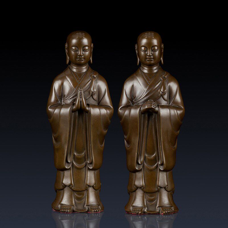 纯黄铜阿难迦叶佛像寺庙供奉摆件佛陀弟子铜阿难尊者摩诃迦叶尊者