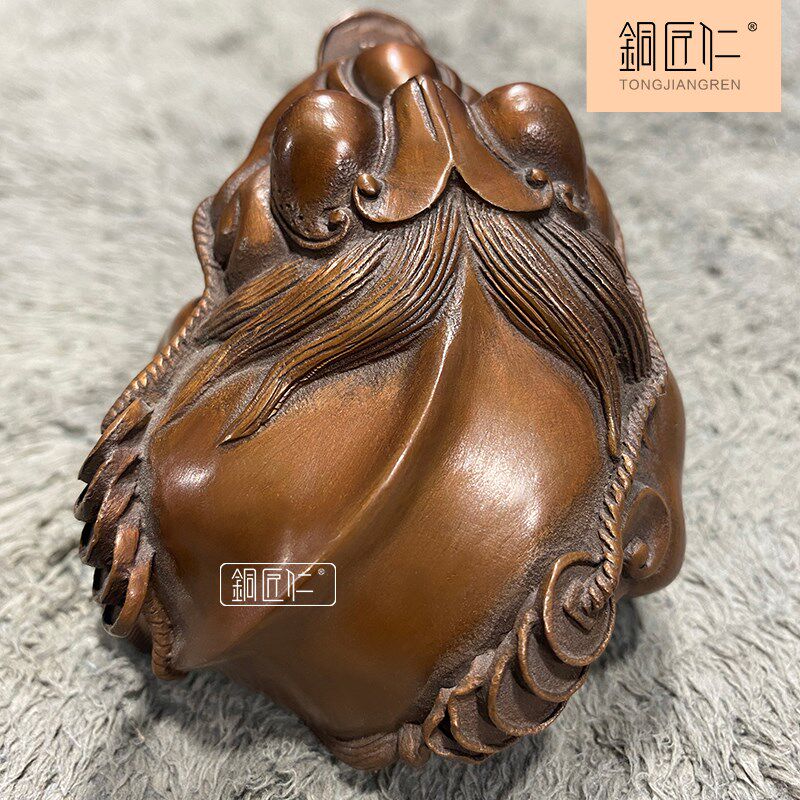 铜匠仁 紫铜蟾蜍摆件铜茶宠金蟾办公室客厅书房室内家用家居饰品