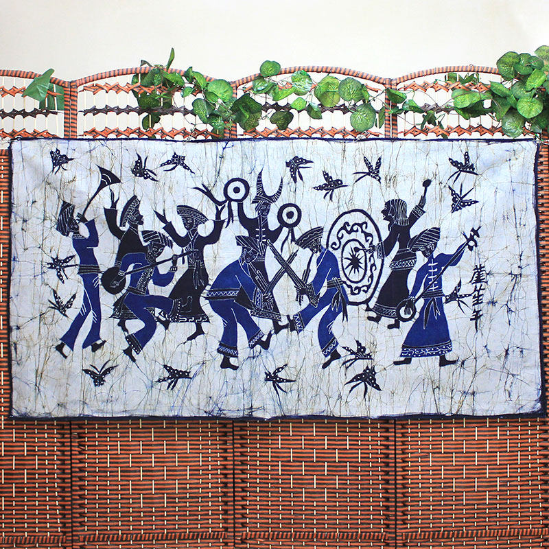 苗族手工艺蜡染画芦笙舞布艺壁画客厅餐厅酒吧民宿装饰画民族工艺