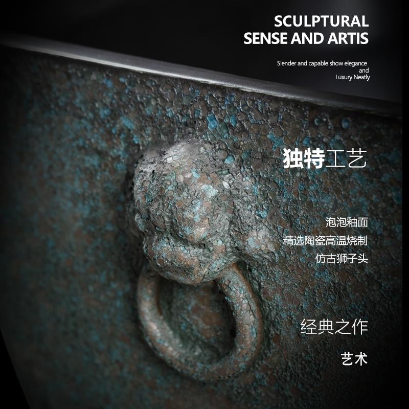 北欧风格陶瓷方型睡莲盆 适用庭院阳台种树大号花盆 带耳四方绿藻