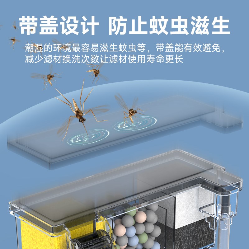 柏卡乐鱼缸过滤器净水循环三合一滴流盒小鱼缸壁挂系统乌龟缸小型图片