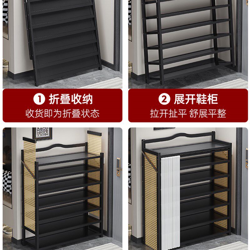 简易鞋架子家用门口多层结实耐用鞋柜2025新款折叠免安装带防尘罩