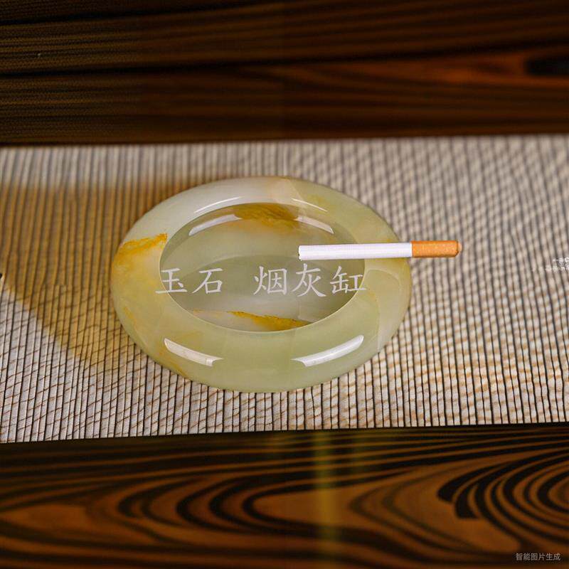 一图一物中式创意高档天然玉石烟灰缸家居办公茶室轻奢石头烟灰缸