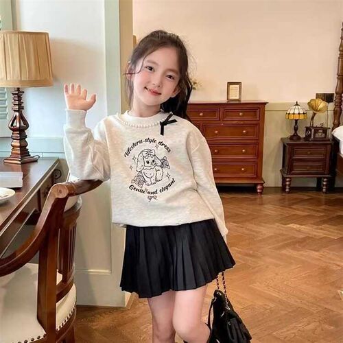 女童卡通卫衣2024春季新款韩版女宝宝休闲长袖上衣儿童春装时髦潮