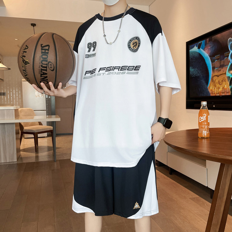 青少年冰丝速干短袖t恤男孩初中学生篮球服大童夏装凉感运动套装图片
