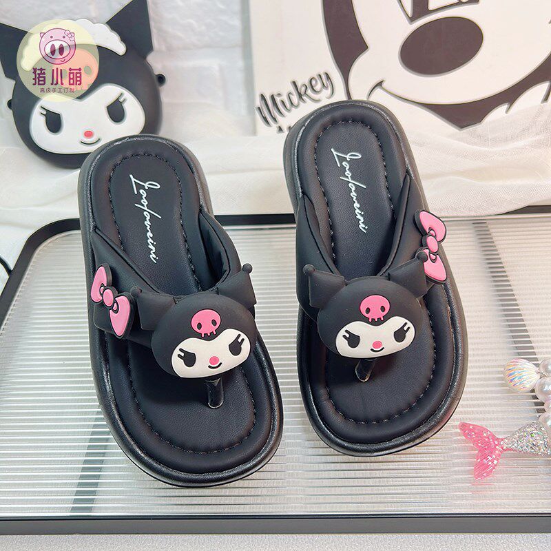 女童黑色人字拖夏日外穿时尚幼儿童拖鞋厚底防滑防臭2025超火新款图片