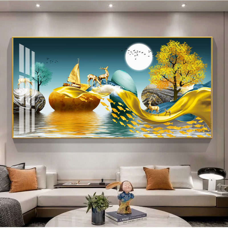 轻奢客厅麋鹿装饰画沙发背景墙卧室餐厅挂画北欧风格办公室单幅画
