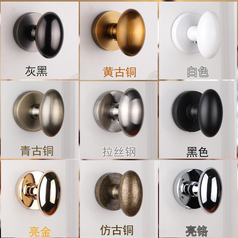 白色隐形门锁背景门灰黑色单面暗锁室内金色球形锁美式田园门把手
