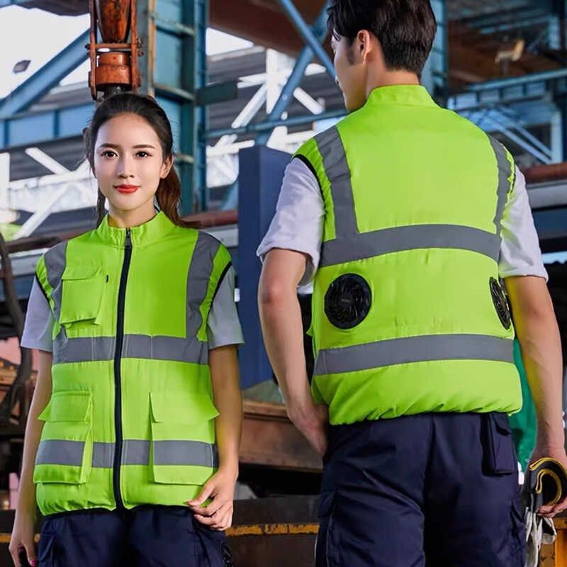 反光背心夏季带风扇马甲环卫施工制冷空调衣服降温工作服男女图片
