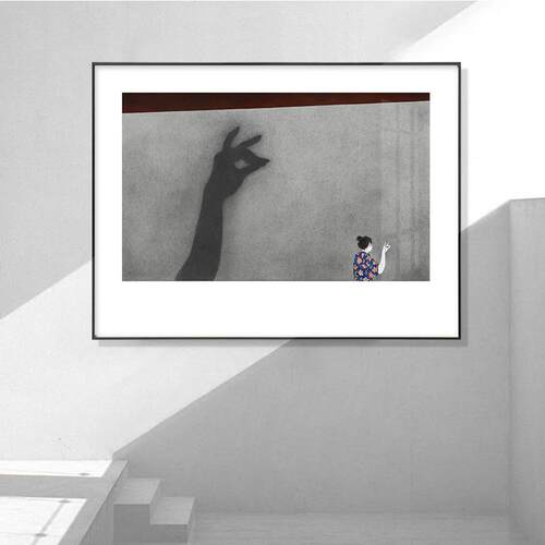 北欧创意装饰画公寓客厅沙发背景墙壁画抽象卧室挂画金属框玻璃画