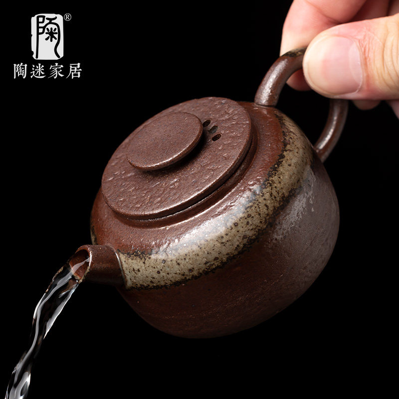陶迷90毫升小茶壶迷你单人壶清水柴烧窑变釉功夫茶具一人用平顶壶